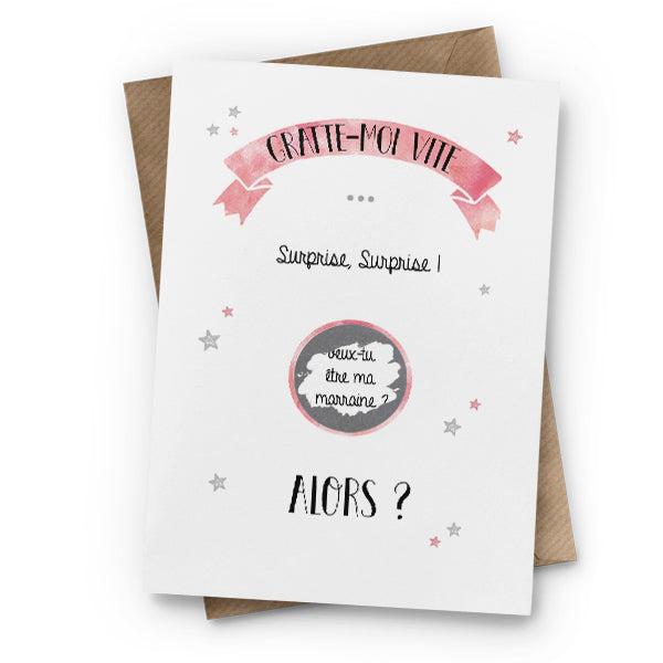 Carte à gratter Marraine - Annonce Marraine