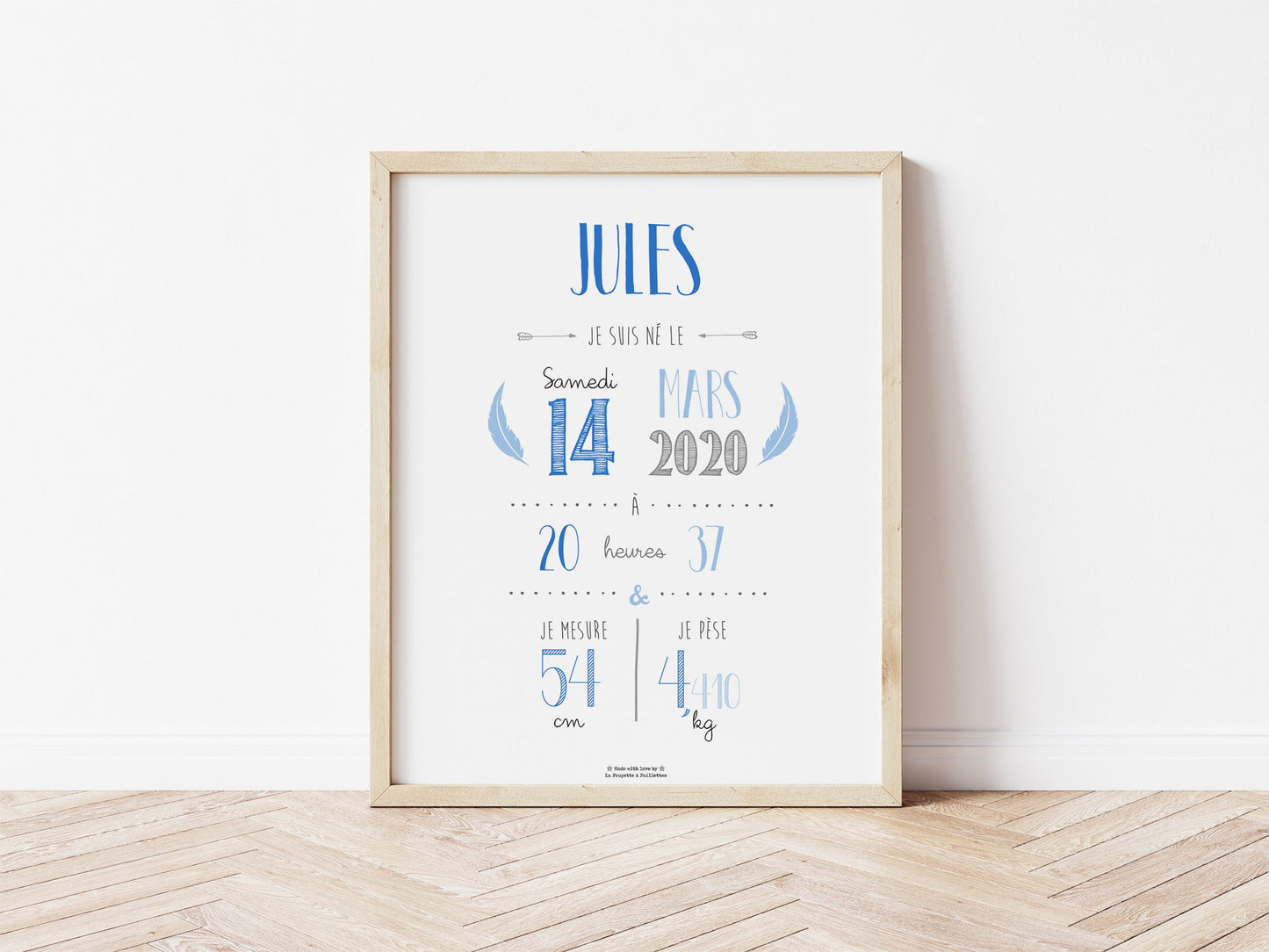 Affiche de Naissance Personnalisée Bleu