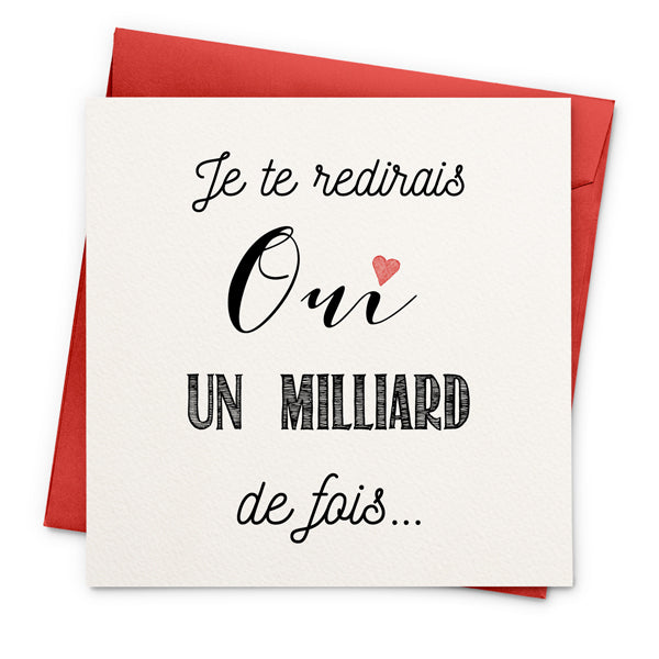 Carte "Je te redirais Oui"